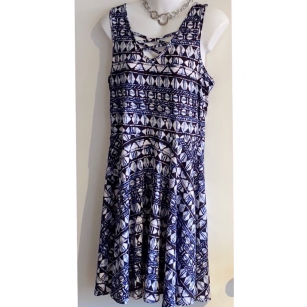 Blue & White Dress w/ CrissCross!